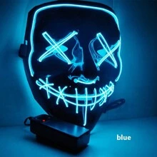 LED Illuminated Black V-Shape Halloween Mask, Glow-In-The-Dark Mask For Rave Party - Multicolor - View 15