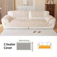 1PC Solid Color Plush Winter Lamb Plush Sofa Cushion, Non Slip Sofa Protective Cover For Living Room, 1/2/3/4 Person Seat, Home Soft Decoration, Suitable For Living Room, Office, Bedroom - Beige - View 16