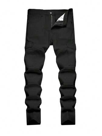 Teen Boy Black  Straight Leg Jeans With Side Pockets