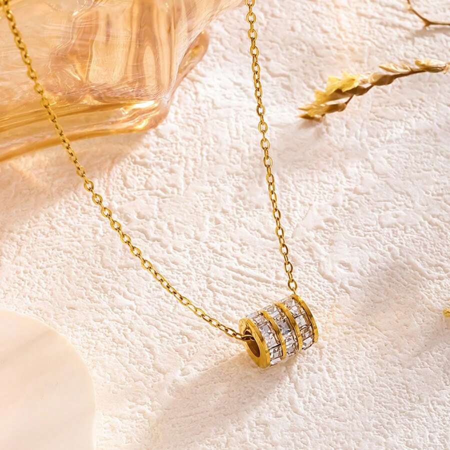 Cross-Border Explosion Necklace Full Of Diamonds, Small Waist Women, High Quality Titanium Steel Hand Jewelry Bracelets, Light Luxury Niche Jewelry Factory - Vàng - Xem 1
