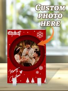 1 pièce Ornement de bureau rectangulaire en acrylique personnalisé pour les photos de Noël des couples, photo personnalisée avec base de décoration de bureau, cadeau photo DIY pour la Saint-Valentin, cadeau commémoratif d'anniversaire unique, décoration de bureau idéale pour les occasions spéciales comme la décoration de Noël à la maison, le mariage, l'anniversaire, la décoration de la maison ou du bureau, etc. pour les meilleurs amis et la famille. (Il y a 4 modèles à choisir)