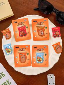 4 piezas Conjunto de marcadores de libros de Capibara, clips magnéticos de página de dibujos animados, soporte, marcador, regalo de lectura único - Talla única - Ver 10