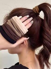 4 件装女士高弹力发带，无缝马尾辫夹，可爱发饰 - 彩色 - 查看 8