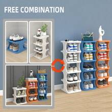 8-Tier Stackable Plastic Shoe Rack, Space-Saving Shoe Organizer For Living Room, Polypropylene Shoe Storage Shelf, No-Tool Assembly, Floor Standing, Home Dorm Shoe Tower - Use Without Electricity,  Material