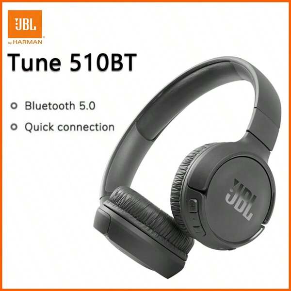 JBL Casque sans fil Bluetooth original TUNE 510BT, écouteurs de sport portables avec micro, son pur basses T510bt