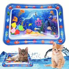 Tapete Aquático de Animais Marinhos para Gatos/Cachorros de Estimação, Tapete Espesso de Água Sensorial para Gatos/Cachorros, Tapete Aquático para Gatos de Interior Brinquedo Interativo de Autobrincar (Brinquedo Aleatório no Interior) - Multicolorido - Visão 2