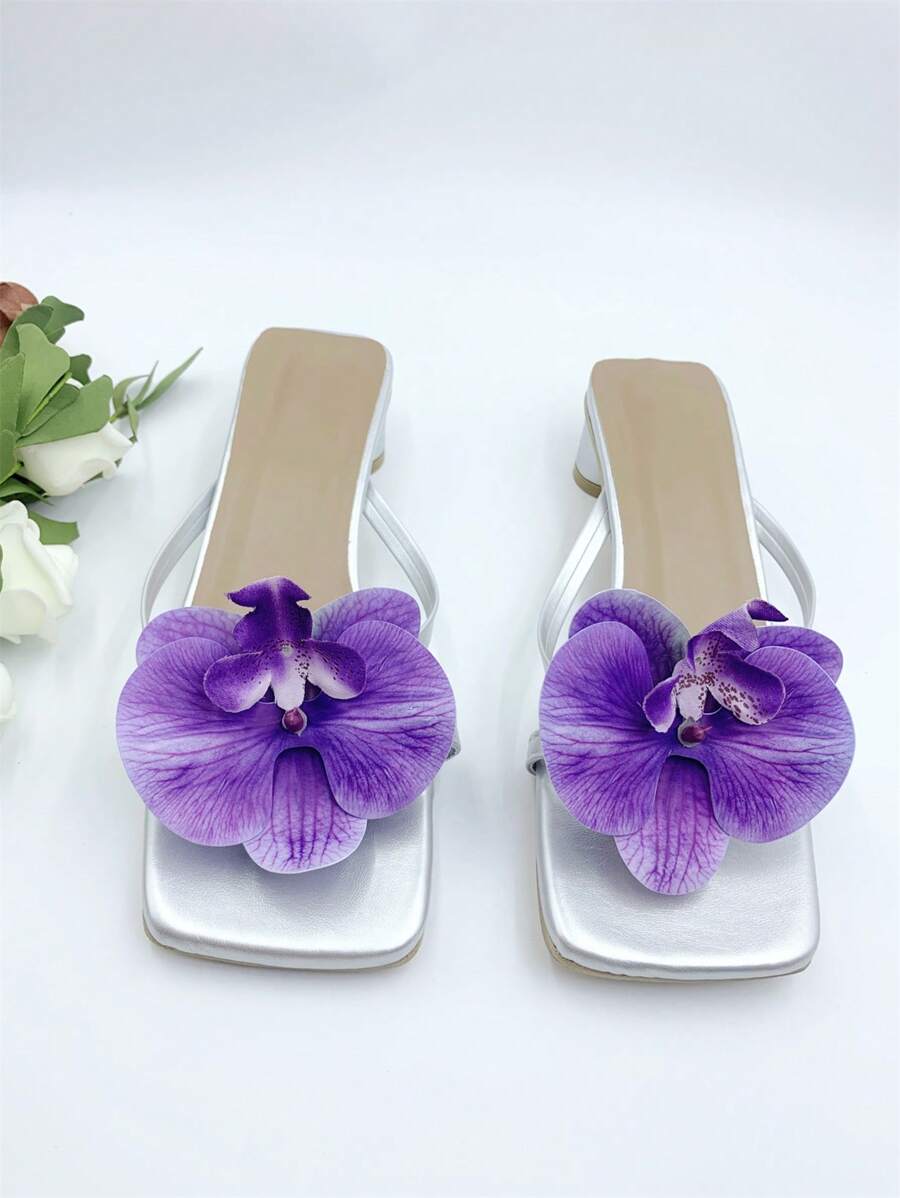 1 Pair (2pcs) Detachable DIY Shoe Decorations, Blue & Purple Orchid Iris Flower Shape, Elegant And Fashionable Shoe Clips For High Heels, Sandals, Flats, Wedding Bridal Shoes, Party Shoes - Purple - View 1