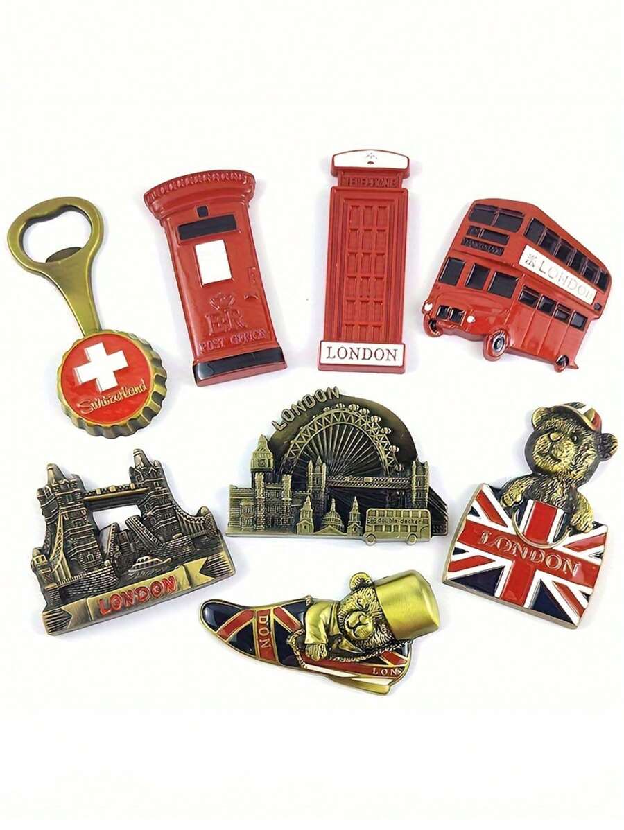 1 Nam Châm Tủ Lạnh Có Logo Anh Và Thụy Sĩ - Kim Loại Paris, Luân Đôn, Hộp Điện Thoại, Xe Buýt Hai Tầng, Cờ, Hình Cầu Gấu Trang Trí Nhà Cửa, Vật Dụng Trang Trí Tủ Lạnh, Món Quà Halloween Hoàn Hảo, Món Quà Halloween Hay Nhất