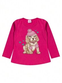Children's Set Meia Estação Dog Cap Pink - Màu Hồng Tươi - Xem 2