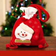 1-Pack Gift Bag With Handle, Themed Candy Bag, Santa Claus, Elk, Polar Bear, Snowman Style Gift Storage Bag, Drawstring Design Drawstring Bag,