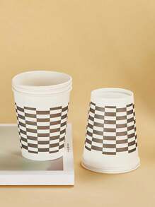 50 piezas/set Vasos desechables de papel grueso de 250ml, uso doméstico, oficina, negocios, estilo sencillo, al por mayor, fiesta de Halloween - Carita de osito solo - Ver 6