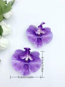 1 Pair (2pcs) Detachable DIY Shoe Decorations, Blue & Purple Orchid Iris Flower Shape, Elegant And Fashionable Shoe Clips For High Heels, Sandals, Flats, Wedding Bridal Shoes, Party Shoes - Purple - View 5