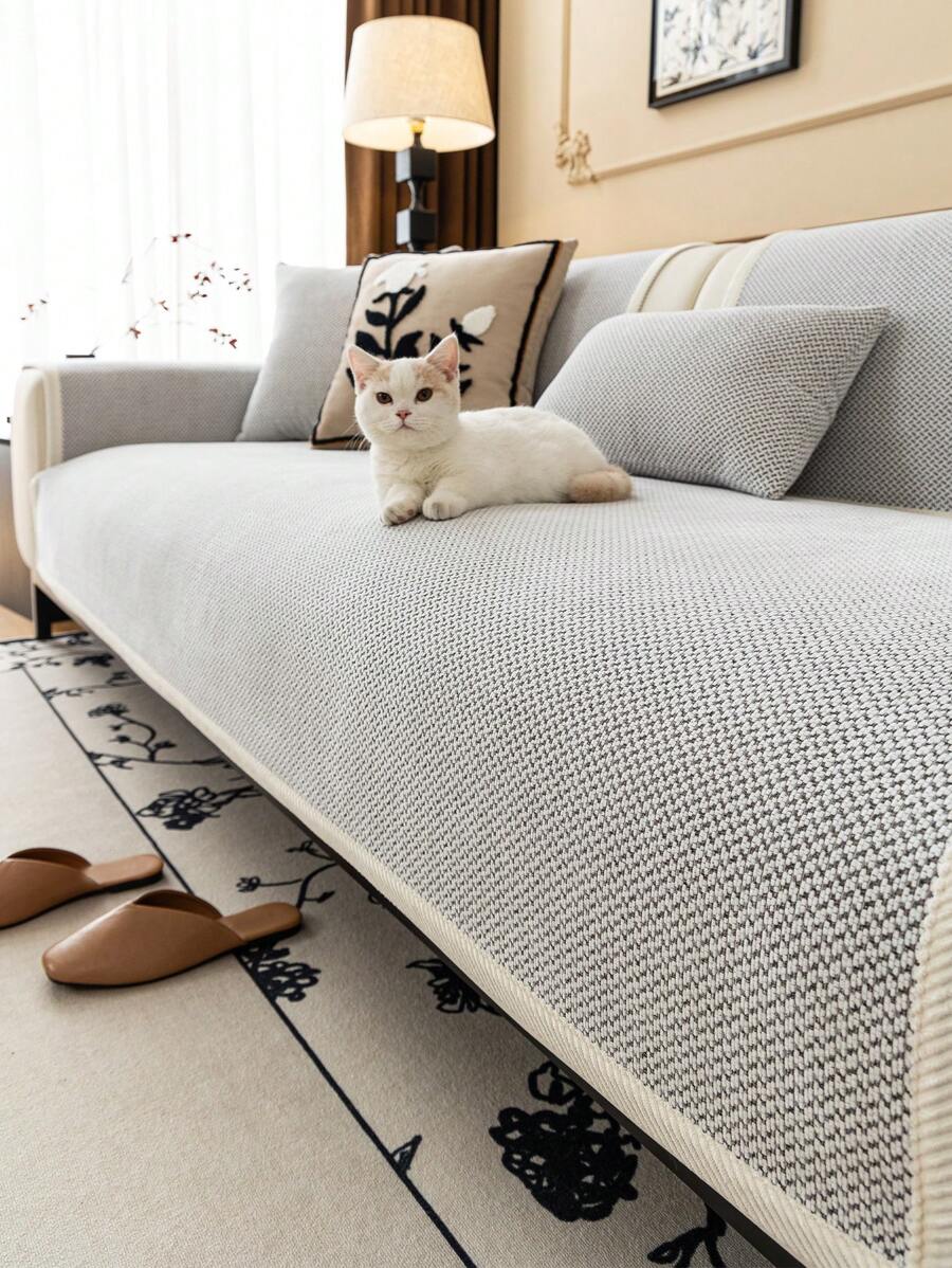 1pc 4-Season Chenille Jacquard Sofa Cushion Cover, Style Pet-Friendly Anti-Dirty Anti-Slip Sofa Protector, Spring & Autumn Anti-Scratch Sofa Slipcover, Suitable For L-Shaped Combination Sofa And 1/2/3/4-Seater Sofa