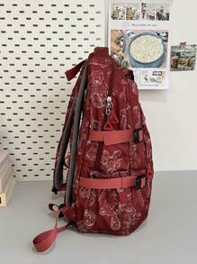 Thời trang nhiều túi dung lượng lớn ba lô đi học dành cho học sinh cấp trung học cơ sở & trung học học sinh, trở lại đến trường học mới đến trường học đồ dùng học tập sách túi túi đi học cho sách - Màu Đỏ Sâu - Xem 11