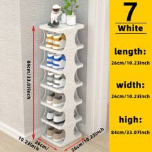 8-Tier Stackable Plastic Shoe Rack, Space-Saving Shoe Organizer For Living Room, Polypropylene Shoe Storage Shelf, No-Tool Assembly, Floor Standing, Home Dorm Shoe Tower - Use Without Electricity,  Material
