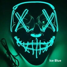 LED Illuminated Black V-Shape Halloween Mask, Glow-In-The-Dark Mask For Rave Party - Multicolor - View 14
