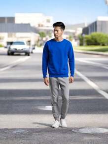 sudadera sueter cuello redondo - azul real - Ver 1
