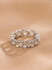 1 件时尚简约全圆锆石戒指，适合女士、日常佩戴和节日礼物