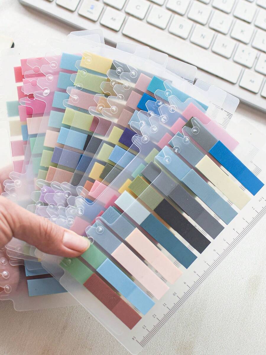 12 Assorted Colors 2400pcs Semi-Transparent PET Material Index Stickers, Student Supplies, Stationery Stickers, Office Supplies Classification Labels