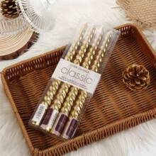 4 件/盒 2.0*25 厘米螺纹蜡烛棒，无烟无味，适用于家庭、餐厅、求婚和婚礼装饰、房间装饰、礼物