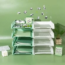 4-Tier Desktop Document Tray, A4 Paper Storage Organizer, Multi-Layer File Folder Shelf, Office Supplies Rack - Multicolor - View 3