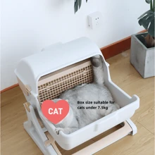 1pc Semi-Automatic Tipping Cat Litter Box, Large Semi-Enclosed Cat Toilet And Cat Poop Box Suitable For Cats Weighing Less Than 7.5 Kg - Multicolor - View 10