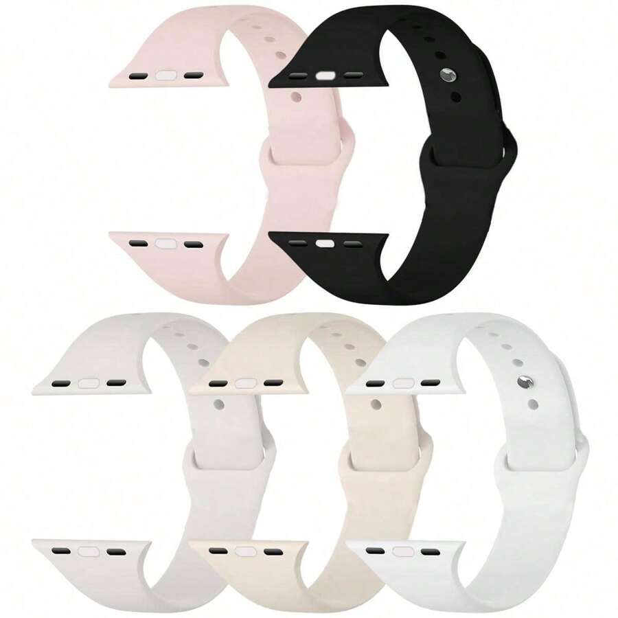 Bộ 5 dây đeo thể thao tương thích với Apple Watch 38mm 40mm 41mm 42mm 44mm 45mm 46MM 49mm, dây đeo silicon mềm chống thấm nước tương thích với  Series 11 10 9 Ultra 8 7 6 5 4 3 2 1 SE Nam Nữ - trắng - Xem 1