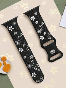 Correa compatible con de 41 mm, 40 mm, 44 mm, 45 mm, 42 mm, 38 mm, 49 mm, 42 mm(S10), 46 mm con diseño de flores talladas para mujeres, correa de silicona suave y deportiva con flores bonitas compatible con Series 10, SE, 9, 8, 7, 6, 5, 4, 3, 2, 1 y Ultra
