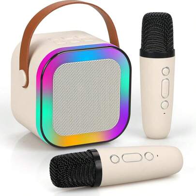 Altavoz portátil de karaoke inalámbrico con micrófono inalámbrico, sistema de altavoces estéreo HIFI para KTV, altavoz inalámbrico con luces LED RGB de colores, voz modificada, máquina de karaoke para exteriores, deportes, viajes, mejor regalo para fiestas en casa, regalo de cumpleaños