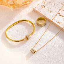 CONJUNTO 2 PECA colar E Pulseira Explosão transfronteiriça de  cheia de diamantes, mulheres de cintura pequena, pulseiras de joias de mão de aço de titânio de alta qualidade, fábrica de joias de nicho de luxo leve