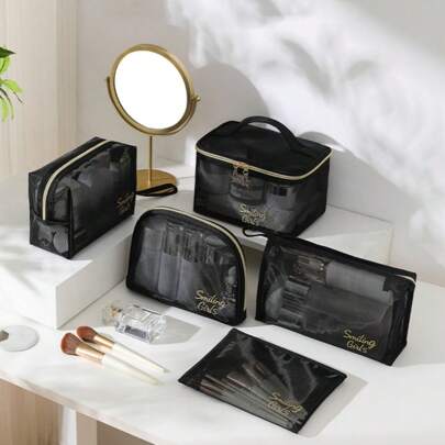 1pc Large Capacity Portable Transparent Travel Mesh Bag Nylon Mesh Cosmetic Makeup Organizer Pouch, Makeup Bag, Makeup Bags, Cosmetic Bag, Makeup Organiser, Travel, Makeup Pouch, Make Up Bags, Bags, Vanity Accessories, Small Makeup Bag, Makeup Pouch, Cosmetic Bag, Large Capacity, Large Makeup Bag, Christmas Gifts, Pouch, Travel, Gifts For Women, Women's Pouch, Clutch / Small Handbag, Makeup Organizer, Pouch, Brush Holder, Mini Pouch, Large Capacity Pouch,Gifts For Women,Christmas Gifts,Gift Ideas For Women,Makeup Pouch,Travel Essential