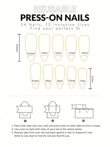 30件装长款日系ins风粉色可爱猫眼美甲甜美温柔渐变优雅长尖头指甲适合女性美甲装饰+1片果冻胶+1条摩擦条 - 彩色 - 查看 6