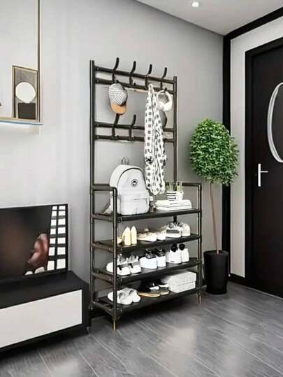 Perchero de zapatos Y Organizador con perchero de sombrero, Almacenamiento, 4 Niveles