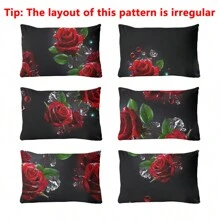 1pc  Floral Crystal Rose Print Washed Pillowcase, Bedroom Zippered Soft Pillow Cover, Bedding