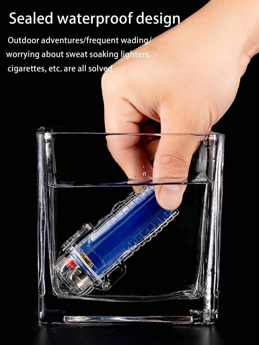 1 件多功能透明防水烟盒打火机支架（兼容 Bic J6 打火机），批发创意礼品，多种颜色，时尚多功能