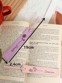 1pc Personalized Bookmark, Gift For Mom - Customizable Name Bookmark With Birth Month Flower, Perfect For Book Lovers - Multicolor - View 4