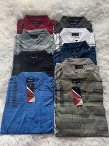 SUN CAI MEN'S POLO NECK T-SHIRT SHORT SLEEVE WITH POCKET CASUAL IMPORTED FASHION - 淺灰色 - 查看 3