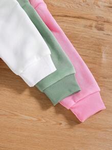 3pcs/Set Young Girl Cartoon Print Fleece Crew Neck Sweatshirt - Multicolor - View 4