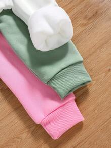 3pcs/Set Young Girl Cartoon Print Fleece Crew Neck Sweatshirt - Multicolor - View 5