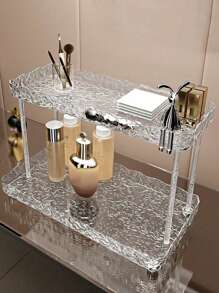 1pc 2-Tier Vanity Makeup And Perfume Storage Shelf, Bathroom Countertop Cosmetic And Skin Care Products Organizer Bag, Room Decor, Bags, Makeup Bag, Vanity, Travel, Make Up Bag, Travel Essentials, Organizer, Storage, Travel Essential, Makeup Organizer, Makeup Bags, Toiletry Bag, Desk Organiser, Cosmetic Bag, Makeup Pouch, Make Up Organizer, Vanity Accessories, Make Up Pouch, Make Up Bags, Jewellery Box, Pouch, Makeup Brush Holder, Brush Holder, Perfume Organiser, Pouch Bag,Gifts For Women,Christmas Gifts,Gift Ideas For Women