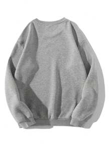 Tween Girls Slogan & Cat Graphic Print Crew Neck Sweatshirt, Casual Long Sleeve Knitted Top - Grey - View 3
