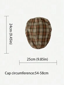 1顶复古英伦格纹报童帽，女士新款春夏大帽围报童帽，百搭贝雷帽 - 彩色 - 查看 4