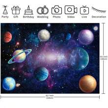 1 buc Fundal de fotografie cu planetă înstelată 210 * 150 cm / 150 * 100 cm / 100 * 75 cm Decorațiune de petrecere colorată cu planetă pentru petrecere de ziua de naștere, petrecere pentru copii, botez, fundal de studio fotografic