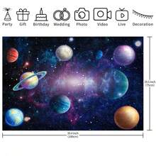 1 buc Fundal de fotografie cu planetă înstelată 210 * 150 cm / 150 * 100 cm / 100 * 75 cm Decorațiune de petrecere colorată cu planetă pentru petrecere de ziua de naștere, petrecere pentru copii, botez, fundal de studio fotografic