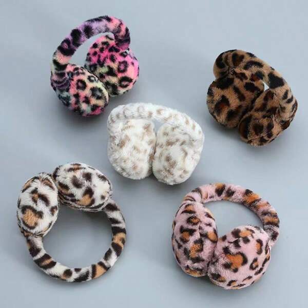 1pc Scalable Adjustment Leopard Print Earmuffs, Fashionable, Personalized And Fashion , Warm And Windproof, Detachable Design