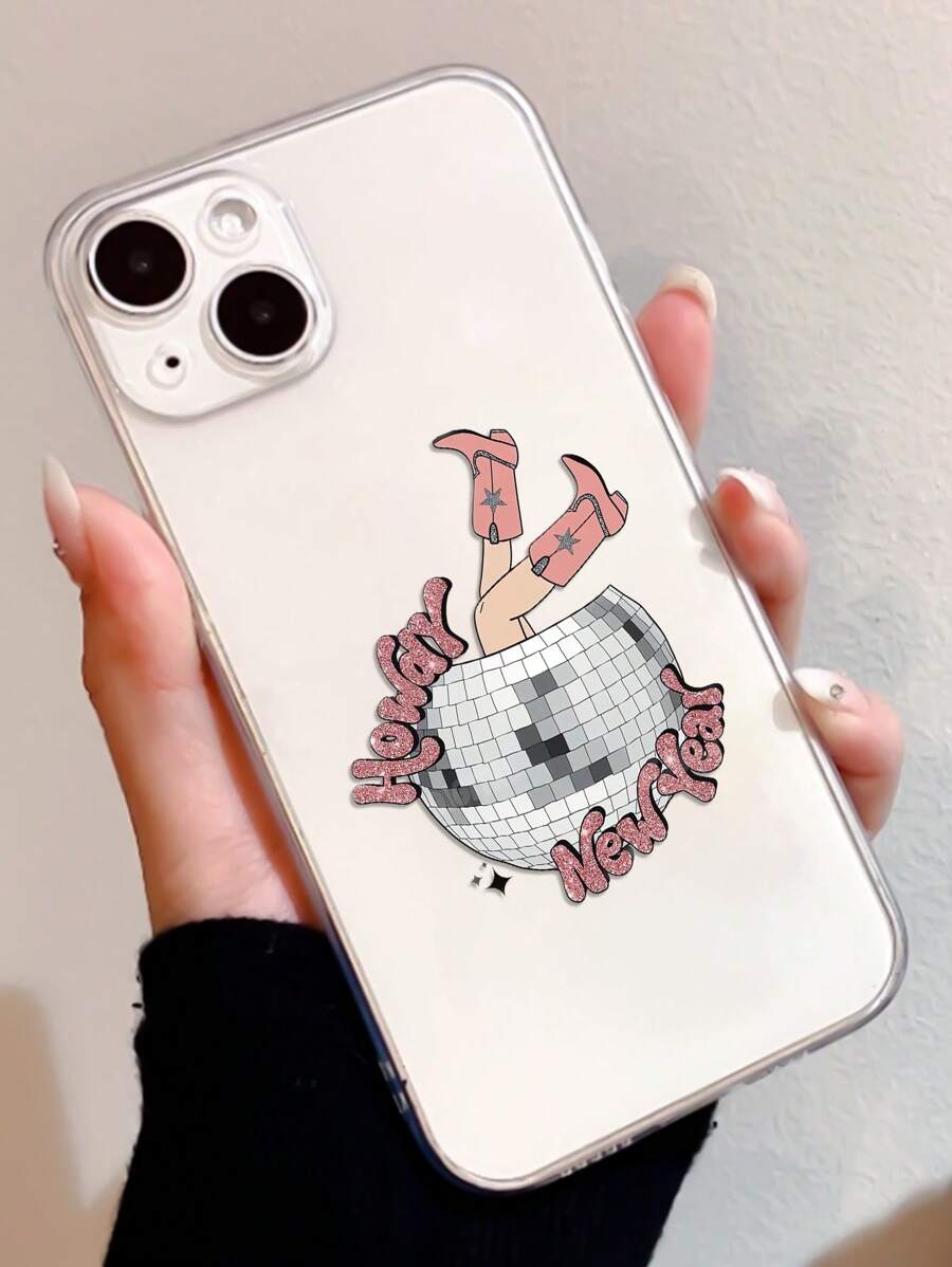 1 个透明 TPU 防指纹保护手机壳，带有迪斯科球和牛仔靴图案，兼容 iPhone 13、iPhone 11、iPhone 14 Pro Max、iPhone 13 Pro、iPhone 15/15 Plus/15 Pro/15 Pro Max/12/12 Pro/12 Pro Max/14/14 Pro/13 Pro Max 等 - 彩色 - 查看 1