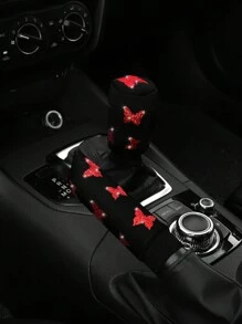 MEIKAXIU 2件套烫金蝴蝶图案闪亮亮片汽车手刹及换挡杆套，通用型，女士汽车配件 - 均碼 - 查看 11