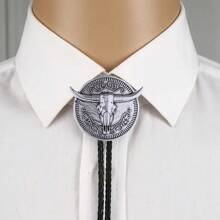 1 Máy Tính Unisex Có Thể Điều Chỉnh Phong Cách Phương Tây Đầu Bò Bolo Thắt Vòng Cổ, cổ Điển Hoa Kỳ Động Vật Đầu Bò Cưới Cổ Áo Sơ Mi Trang Trí, Trường Học - Đồng cổ - Xem 8