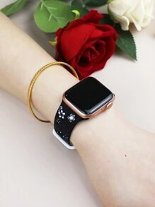 Correa compatible con de 41 mm, 40 mm, 44 mm, 45 mm, 42 mm, 38 mm, 49 mm, 42 mm(S10), 46 mm con diseño de flores talladas para mujeres, correa de silicona suave y deportiva con flores bonitas compatible con Series 10, SE, 9, 8, 7, 6, 5, 4, 3, 2, 1 y Ultra