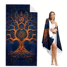 1 件超细纤维沙滩巾，超强吸水速干泳衣毛巾，轻质柔软沙滩毯，非常适合海滩、游泳、户外、露营、旅行 - 彩色 - 查看 2